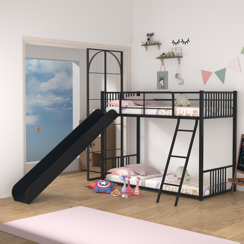Guerro Kids Twin Over Twin Bunk Bed, Black