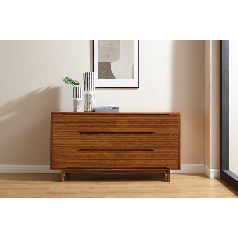Commode double en bois massif à 6 tiroirs 64 po Rancourt