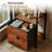 15"W 5 Tier Bookshelf with Drawer, Small Bookcase for Living Room, Bedroom, Industrial Bookshelf Wood and Metal Storage Rack-973239595-973239593