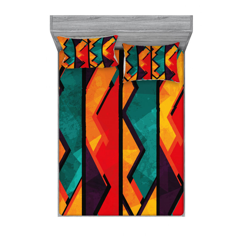 Microfiber Abstract Sheet Set, Queen Sheet Set with Fitted Sheet