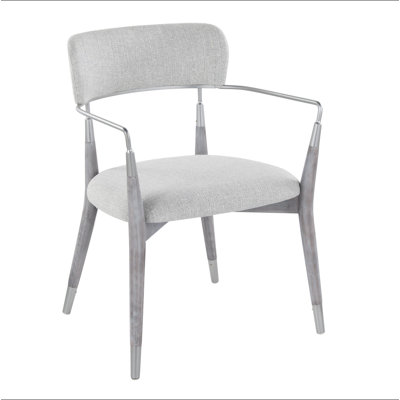 Chaise contemporaine en bois brossé et tissu avec accent argenté - ensemble de 2