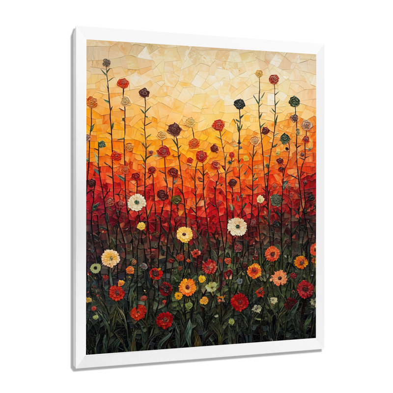 Bayley - art mural floral, H 20 po x l 12 po, Reproduction encadrée d'une seule photo, Blanc