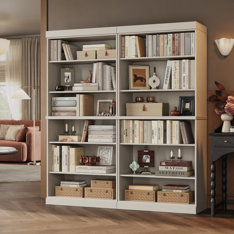 100% Solid Wood Tall Modular Bookcase Cabinet With 12 Adjustable Shelves, Open Display Storage Bookshelf, 64" W X 71.5" H