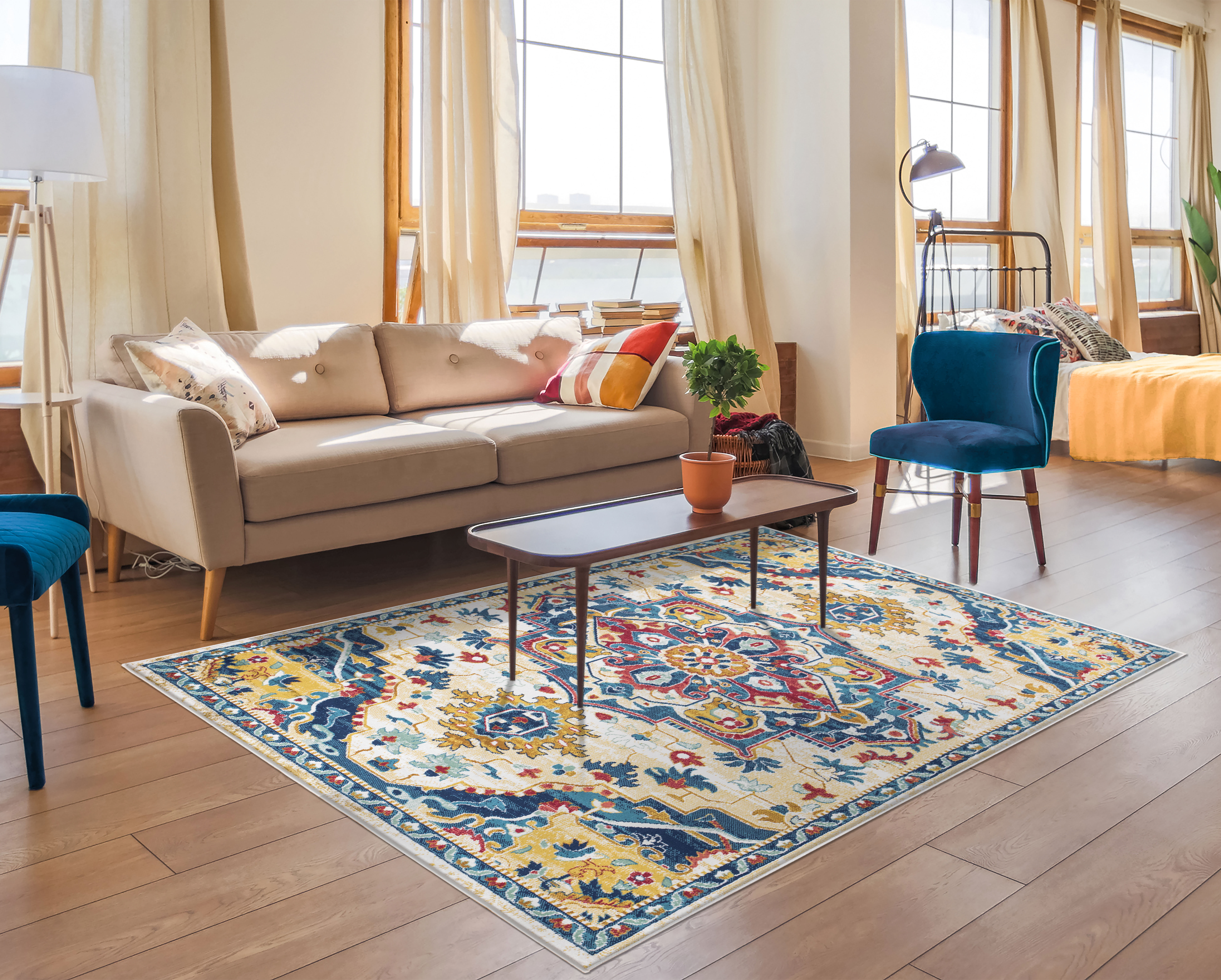 Linger Rug Latitude Vive Ollinger Power Loomed Cream/Blue Rug | Wayfair.co.uk