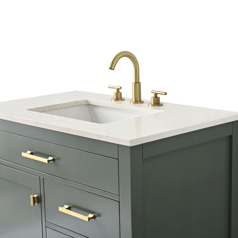 Trevor 36" W Single Vanity, Vintage Green/Brushed Gold
