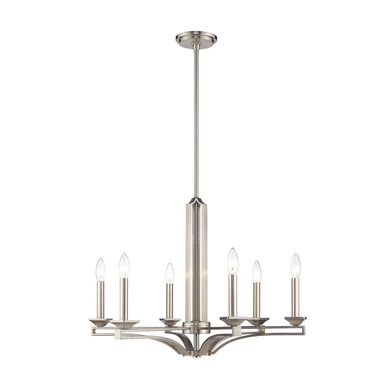 Dedham 6 - Light Steel Dimmable Chandelier, Brushed Nickel