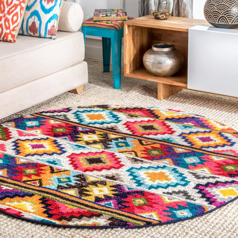 Southwestern Area Rug, Round 152cm