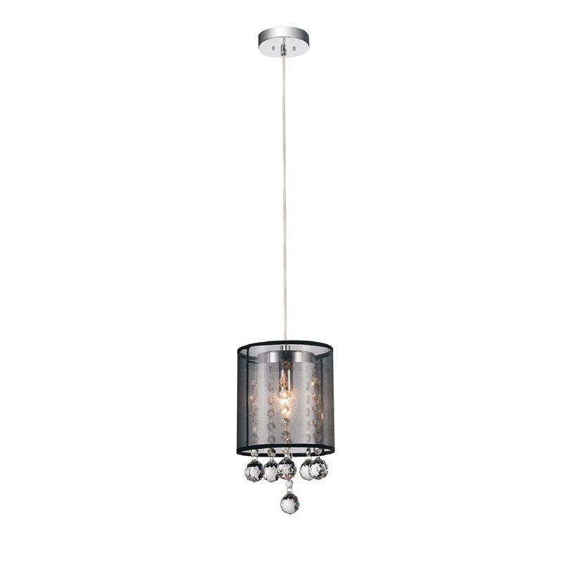 Noah 1 - Light Chrome Single Pendant, Clear Black