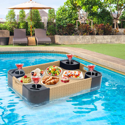 Large Wicker Floating Tray, Serving Tray for Pool ,Hot Tub Floating Tray