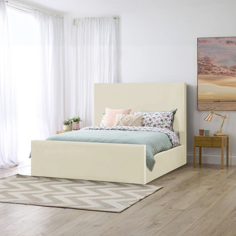 Amed Upholstered Ottoman Storage Bed, Double (4'6), Cream