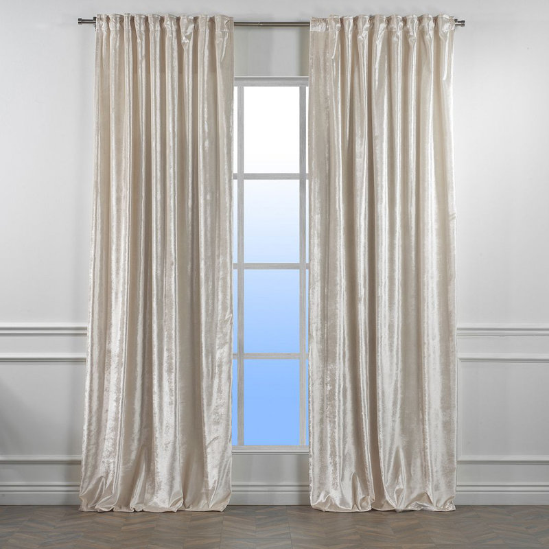 Room Darkening Single Curtain Panel, Light Beige, 130cm Width x 295cm Drop