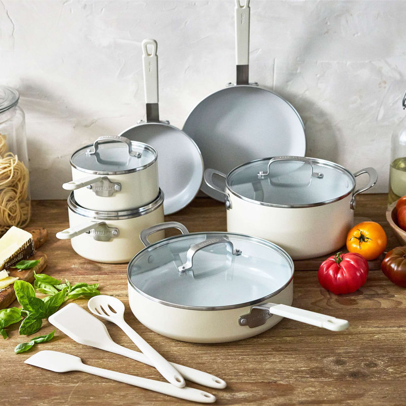Bobby Flay by GreenPan Professional Grade Ceramic Nonstick 13-Piece Cookware Set, White