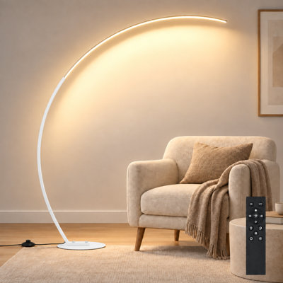 Lampadaire arqué de 170 cm de haut avec télécommande, 2000 lumens, température de couleur réglable de 3000K à 6000K, intensité variable