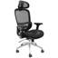 Chaise de bureau pivotante en maille, avec dossier haut réglable et assise en maille, réglable en hauteur et en inclinaison, offrant un soutien lombaire et un appui-tête.