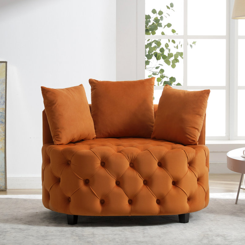 Orange Velvet Chair For Home - 33.19 Inches High Living Area 40.9 Depth, Orange