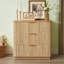 Ensemble de 3 tiroirs, commode à courbes de 27,6 po de largeur, table de chevet, organisateur de tiroir en bois pour chambre à coucher, salon, couloir, chêne, l 27,6 po x P 15,8 po x H 27,4 po.-1648898212-1666896240