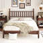 Grand lit plateforme en bois avec tête de lit en forme de gourde, lit plateforme de style rétro avec support à lattes en bois-1010808488