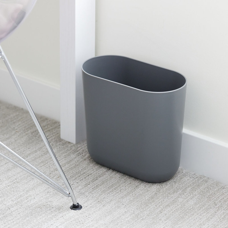 Charcoal Recycled Plastic Slim Oval Waste Basket