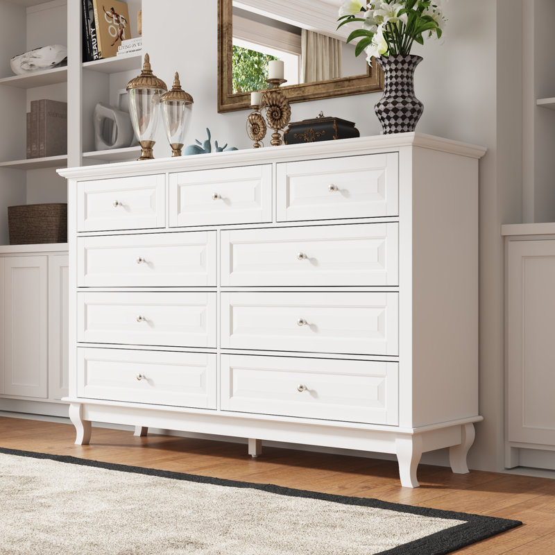 Versatile Storage Cabinet With 9 Drawers, White