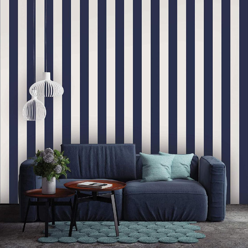 Cottondale 20' L x 4.1" W Peel and Stick Wallpaper Roll, Navy