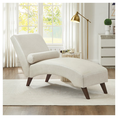 Chaise longue rembourrée avec coussin en cuir technique beige