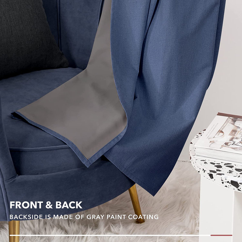 Alhamdi Blackout Curtain Pair, 117cm Width x 183cm Drop, Dark Blue