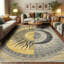 Machine Printed Mustard purple blue Rug