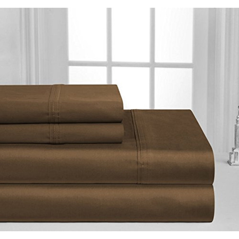 Milan Collection 1000 Thread Count 100% Cotton Sheet Set, Brown, California King Sheet Set with 2 Pillowcases