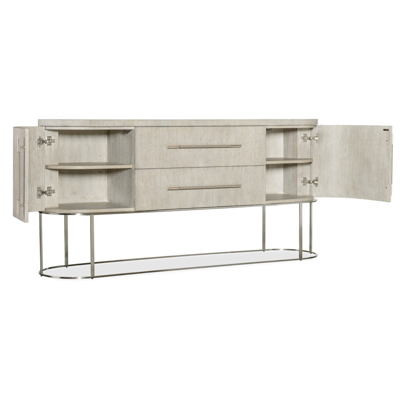 Modern 76'' Brown Oak Sideboard with Metal Base