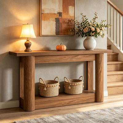 63" Farmhouse Console Table, 2-Tier Entryway Sofa Table