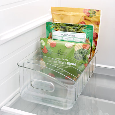 YouCopia FreezeUp Freezer Bin 15", BPA-Free Clear Fridge Organizer with Dividers for Frozen Food