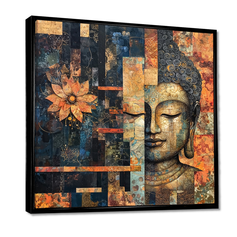 Bouddha murmurant le chemin du bouddhisme II - décoration murale bouddhisme, H 30 po x l 30 po, Noir