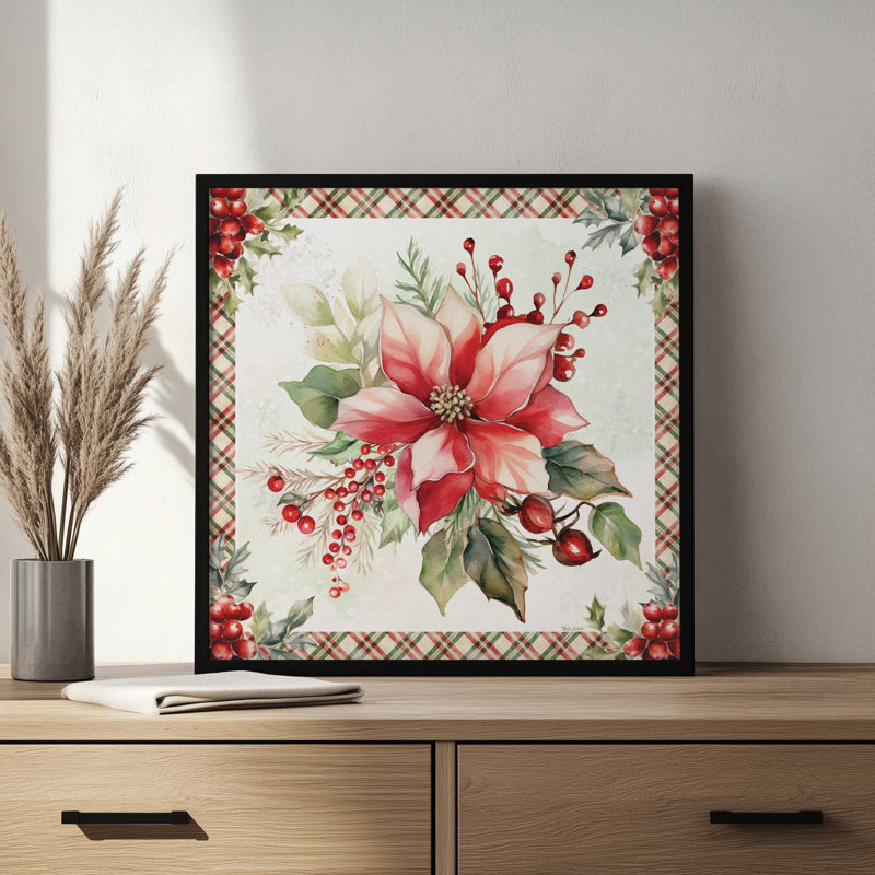 «Christmas in Bloom II» par Nicole DeCamp, reproduction d'art, L 30 po x H 30 po, Brun, Impression encadrée