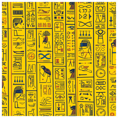 Édredon jaune à symboles hiéroglyphiques