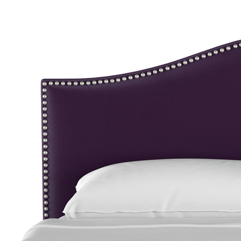 Lit plateforme tapissier Myers, Double, Velours aubergine classique