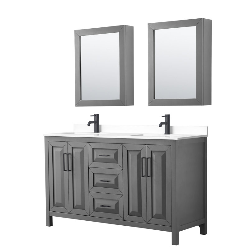 Daria 60'' W Double Vanity, Dark Gray, Matte Black