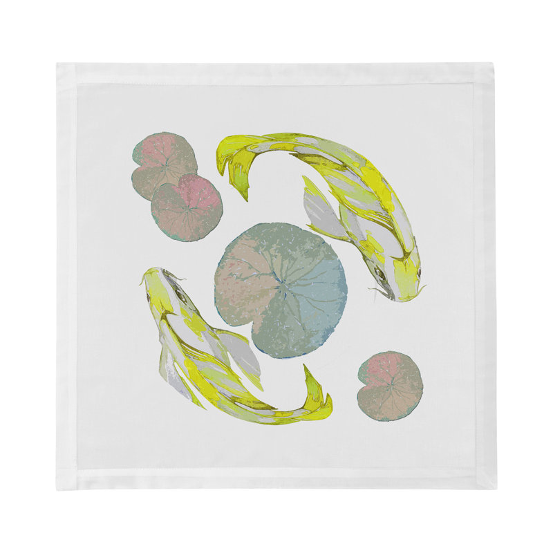 Leopard Koi Cotton Sateen Dinner Napkins, Jaune