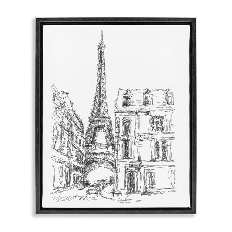 Cadre flottant Parisian Architecture Study, design par Ethan Harper, Cadre flottant noir de jais, H 21 po x l 17 po