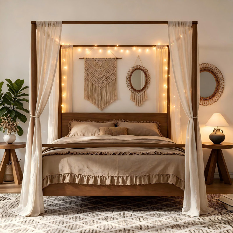 Lit pour chambre à coucher, Grand lit, Naturel, Sans tête de lit
