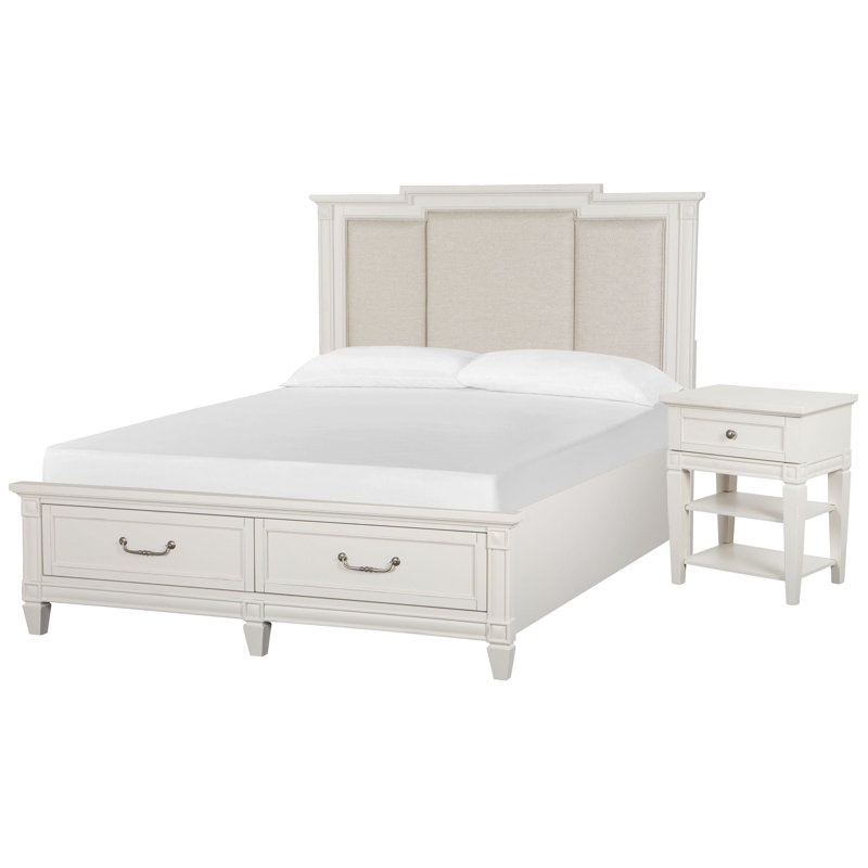Très grand lit californien avec rangement et panneau de rangement California, 2 Pcs: Bed, Nightstand, California King
