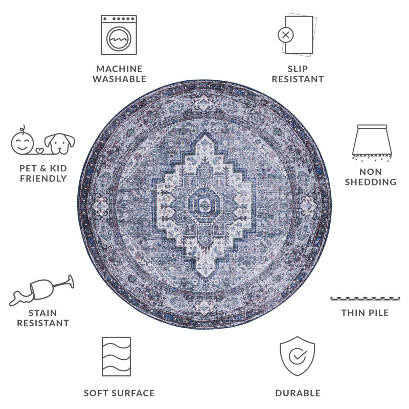 Tucson Performance Machine Washable Oriental Rug, Round 6'