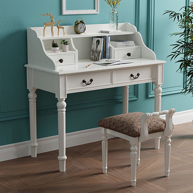Bureau de direction rectangulaire blanc en bois massif avec tiroirs, Blanc, 29.92"H*47.24"W*19.69"D