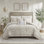 Ensemble de housse de couette en coton luxueux pour lit très grand brodé Serenity en taupe