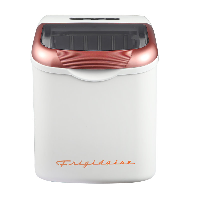 Frigidaire, 26 lb Machine à glace de comptoir rétro, glace en forme de balle, blanc avec or rose, Blanc/Or rose