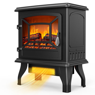 Chaufferette électrique autoportante avec flammes réalistes 3D, thermostat 1400W et protection contre la surchauffe pour une utilisation intérieure