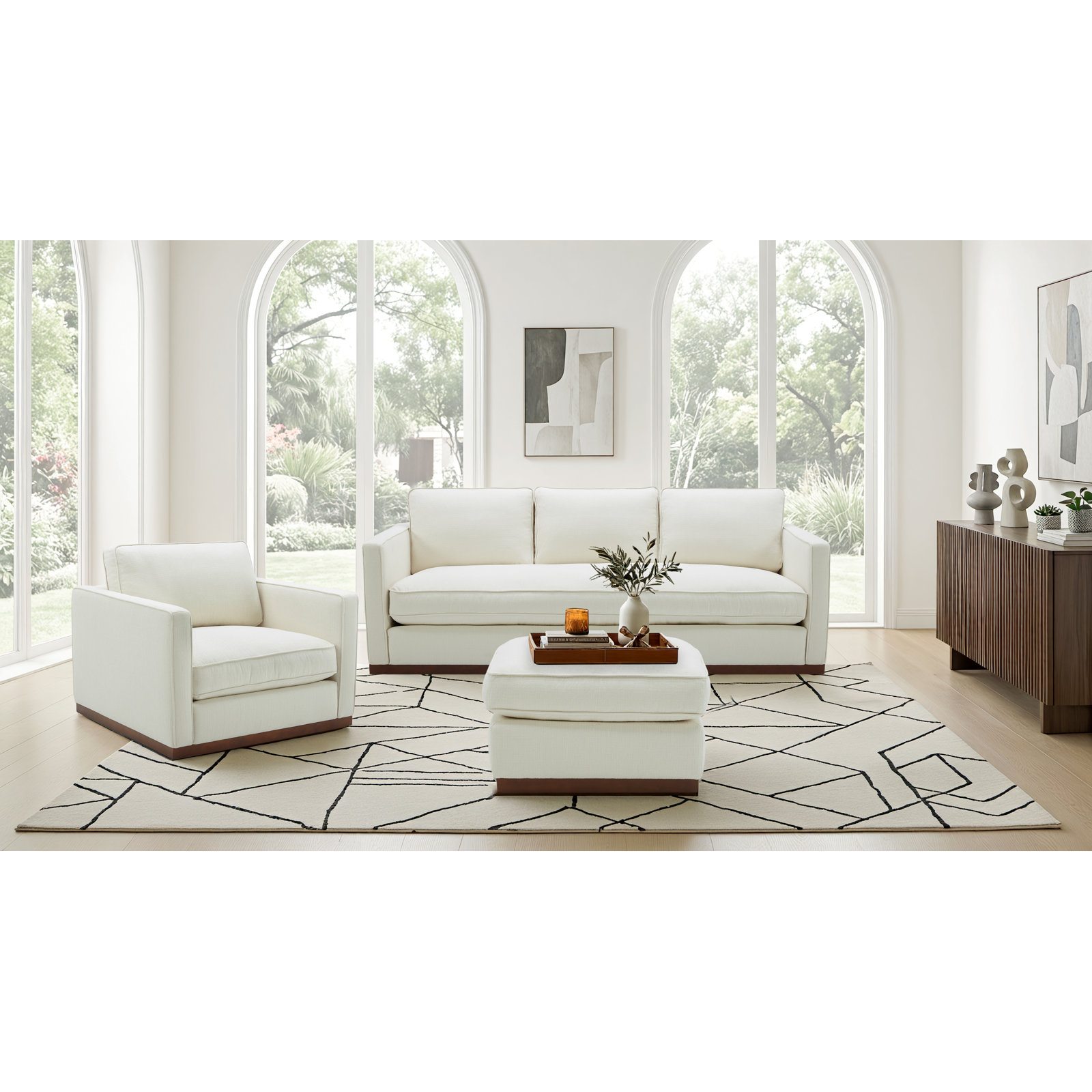Bobbi 3-Piece Cotton Living Room Set, Flanigan Cotton