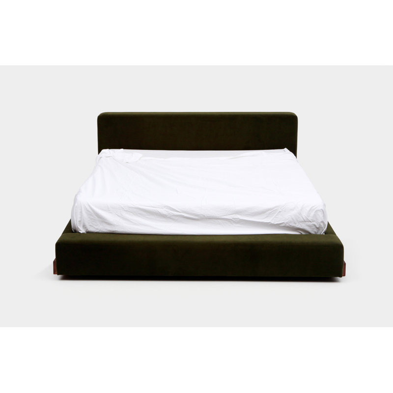 Upholstered Platform Bed, California King, Forest