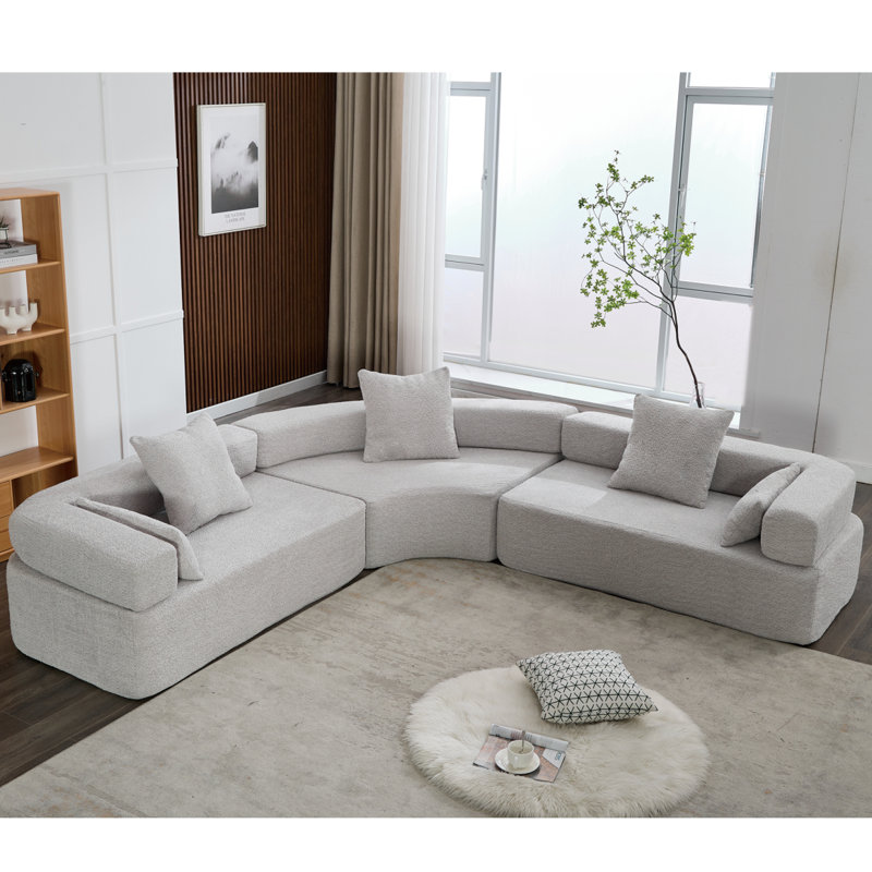 Oversized Combination Sofa,Curved Sofa, Gray