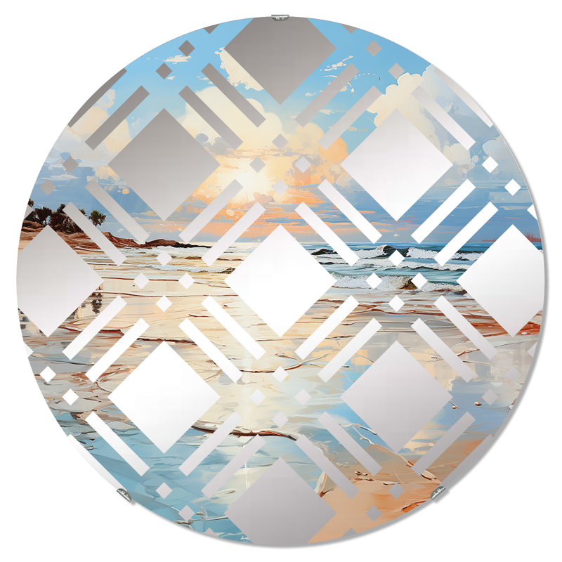 Coastal Harmony Panorama II - Miroir décoratif à carreaux - MIR117200-Rond, 23,6 po x 23,6 po