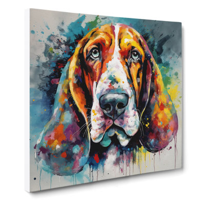 Basset Hound Abstract Art No.1 - Wrapped Canvas